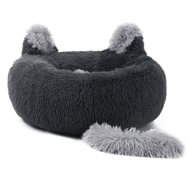 Whisker Haven Cozy Cat Themed Pet Bed