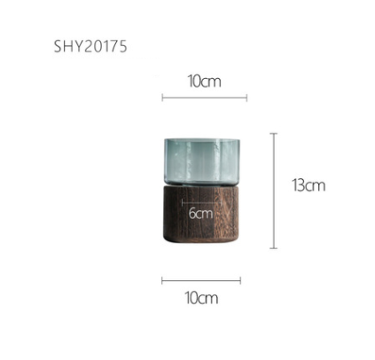 Wooden Bottom Glass Vase