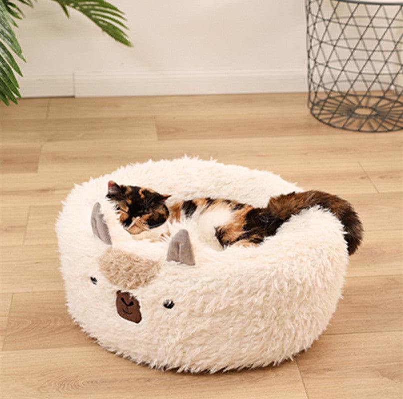 Alpaca Cozy Pet Haven: Warm Plush Pet Bed