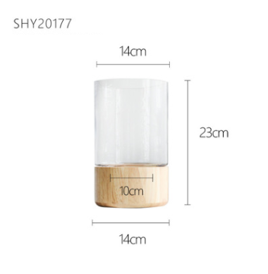 Wooden Bottom Glass Vase