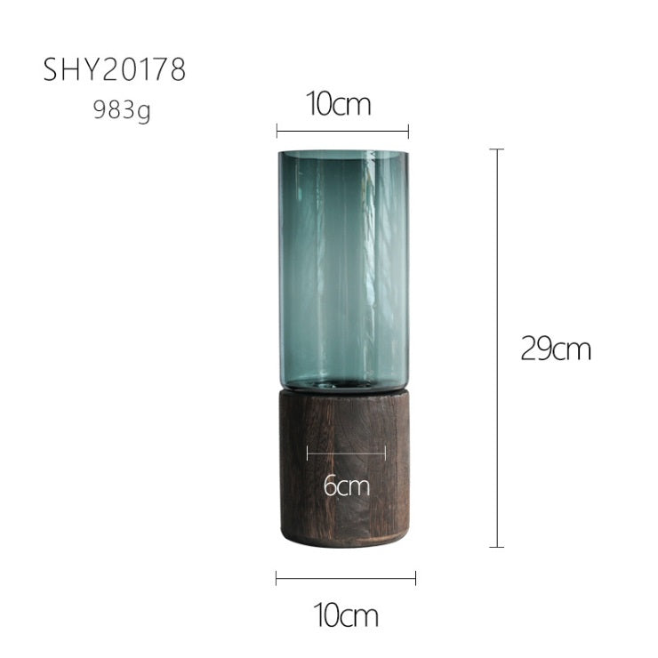 Wooden Bottom Glass Vase