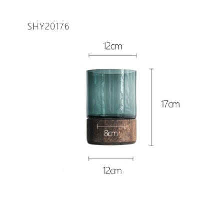 Wooden Bottom Glass Vase
