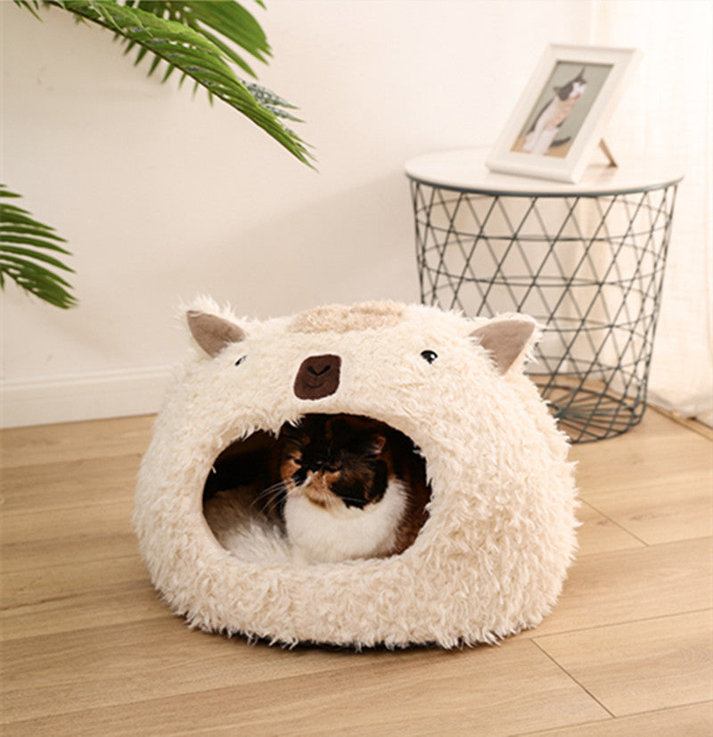 Alpaca Cozy Pet Haven: Warm Plush Pet Bed