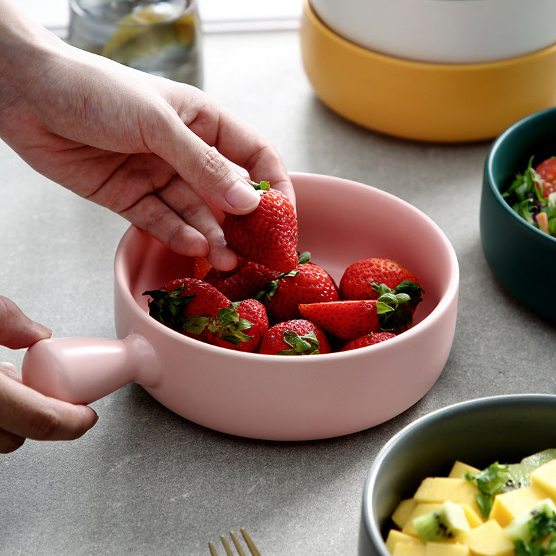 Vibrant Ceramic Serving Plate with Handle