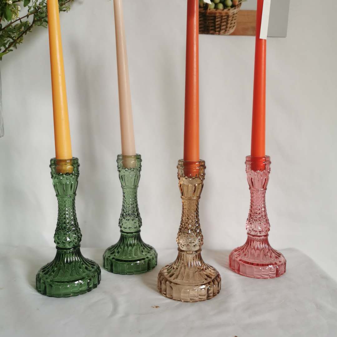 Textured Glass Spectrum Candle Holder