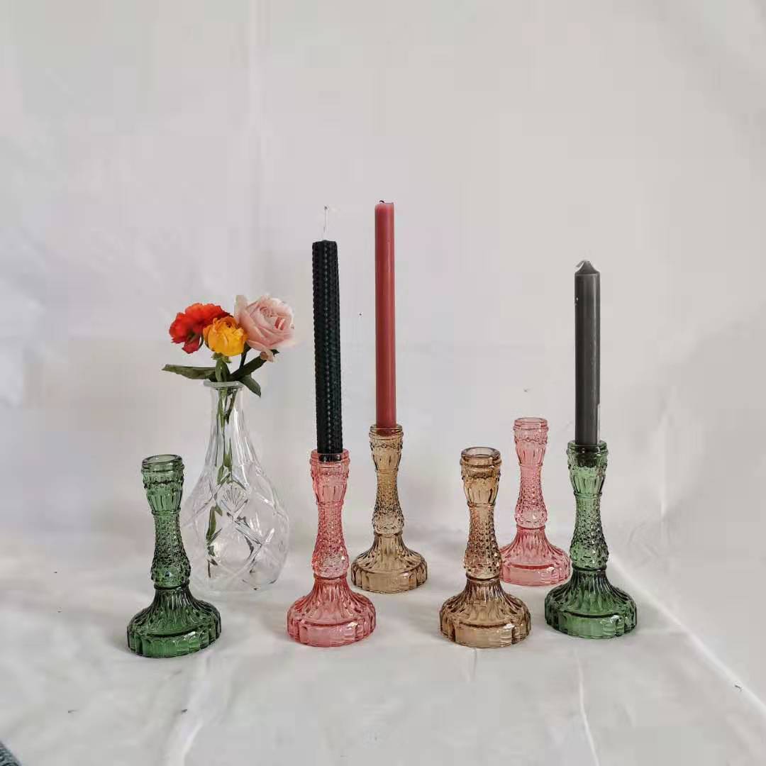 Textured Glass Spectrum Candle Holder