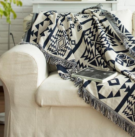 Geo Comfort: Geometric Cotton Blanket Throw