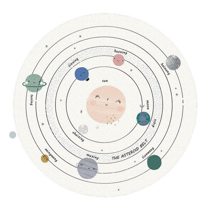 Cute Animal Themed Children Circular Rug