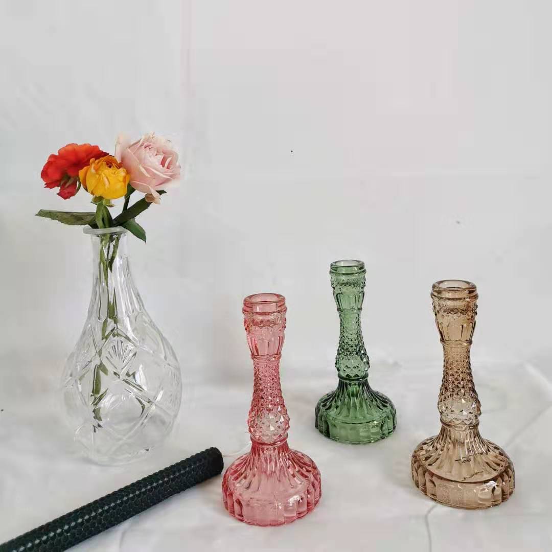 Textured Glass Spectrum Candle Holder