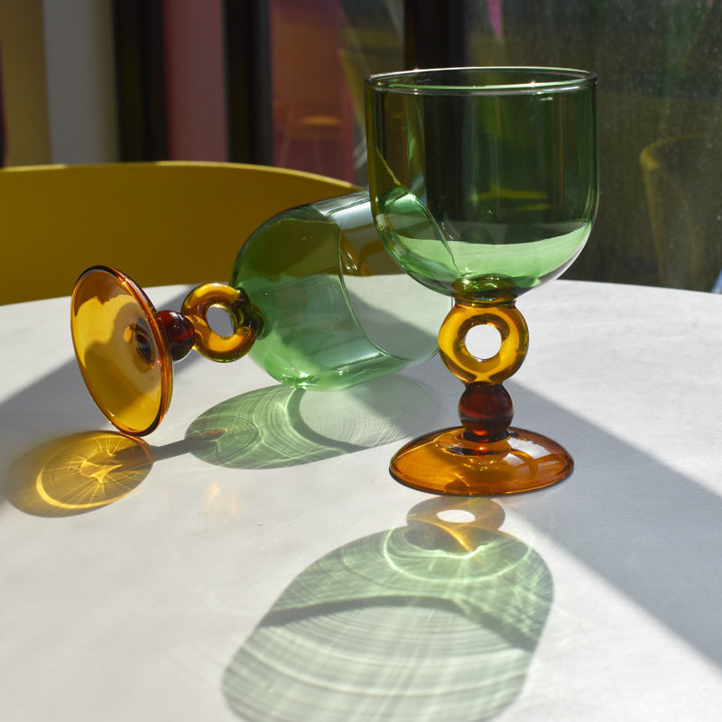 Vintage Stained Wine Glass