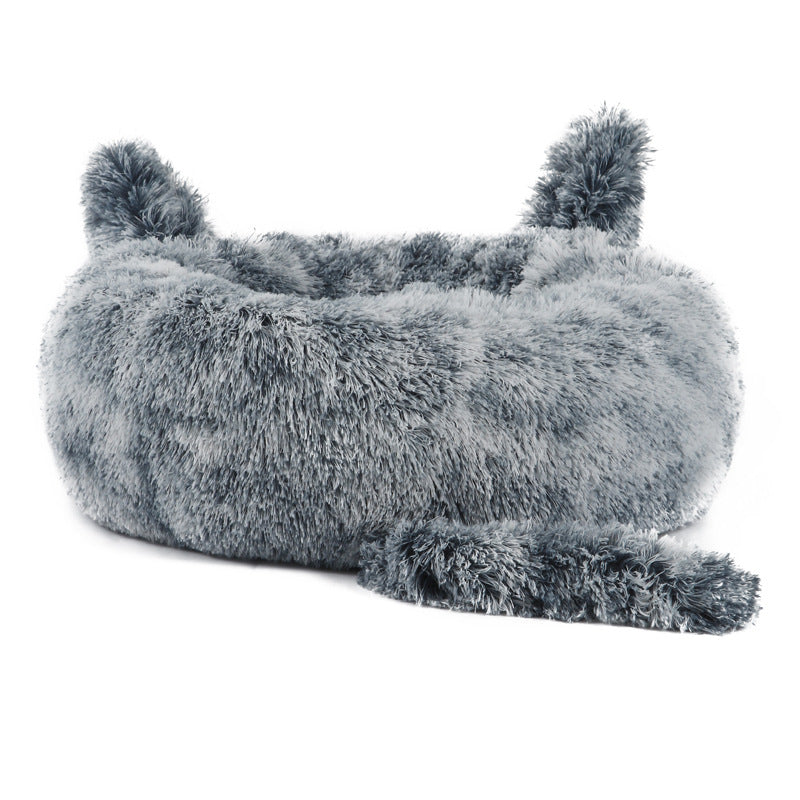 Whisker Haven Cozy Cat Themed Pet Bed