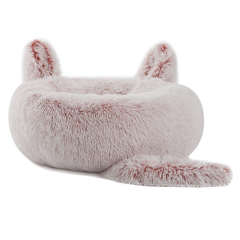 Whisker Haven Cozy Cat Themed Pet Bed
