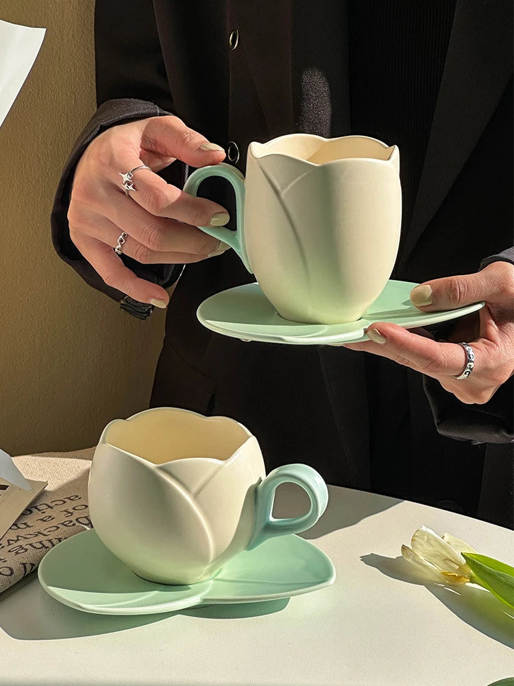 Tulip Ceramic Cup and Saucer