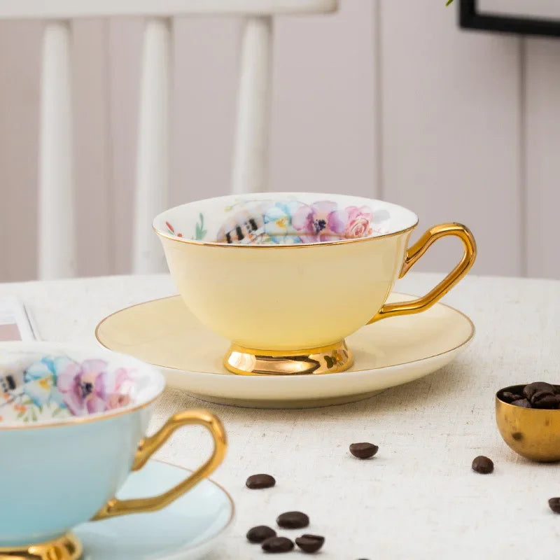 Golden Edged Colour Glazed Teacups