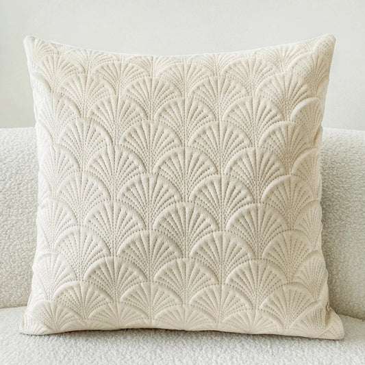 Scallop Design Velvet Cushion Cover