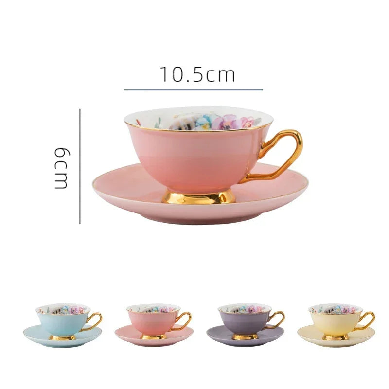 Golden Edged Colour Glazed Teacups