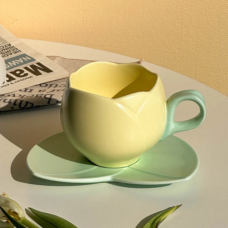 Tulip Ceramic Cup and Saucer