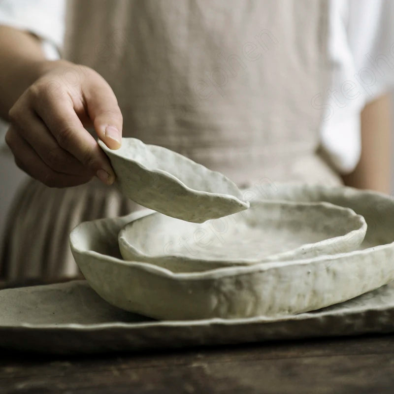 Modern White Textured Dinnerware