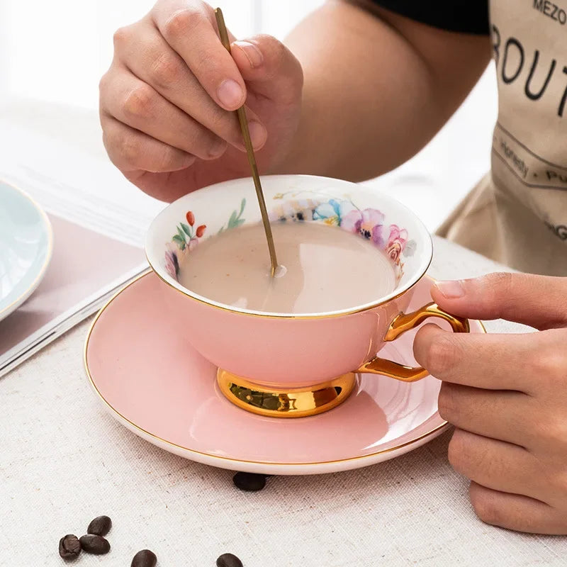 Golden Edged Colour Glazed Teacups