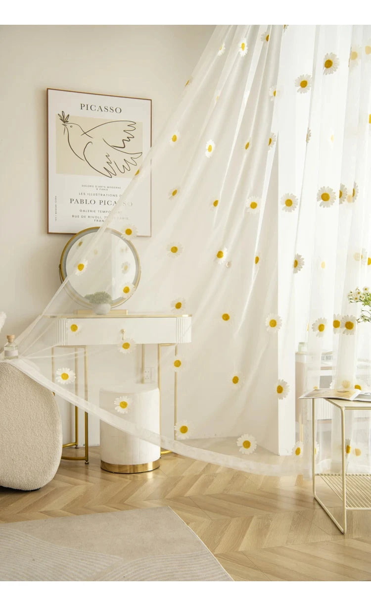 Daisy Embroidery Sheer Curtain