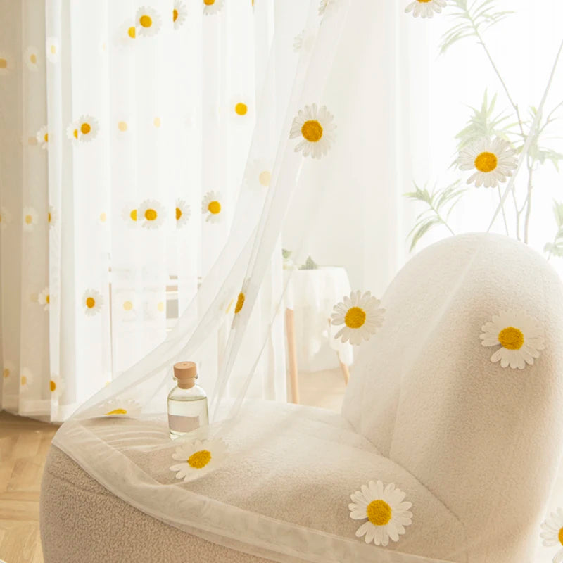 Daisy Embroidery Sheer Curtain