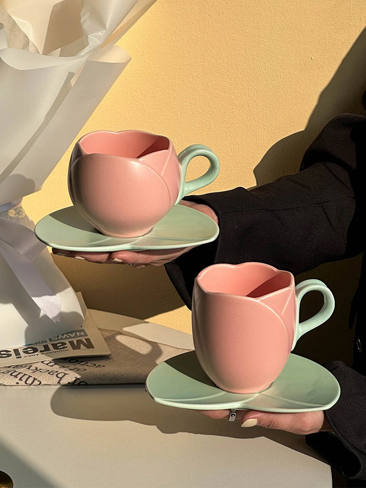 Tulip Ceramic Cup and Saucer