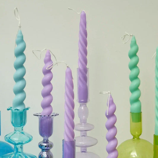Pastel Coloured Twisted Taper Candles