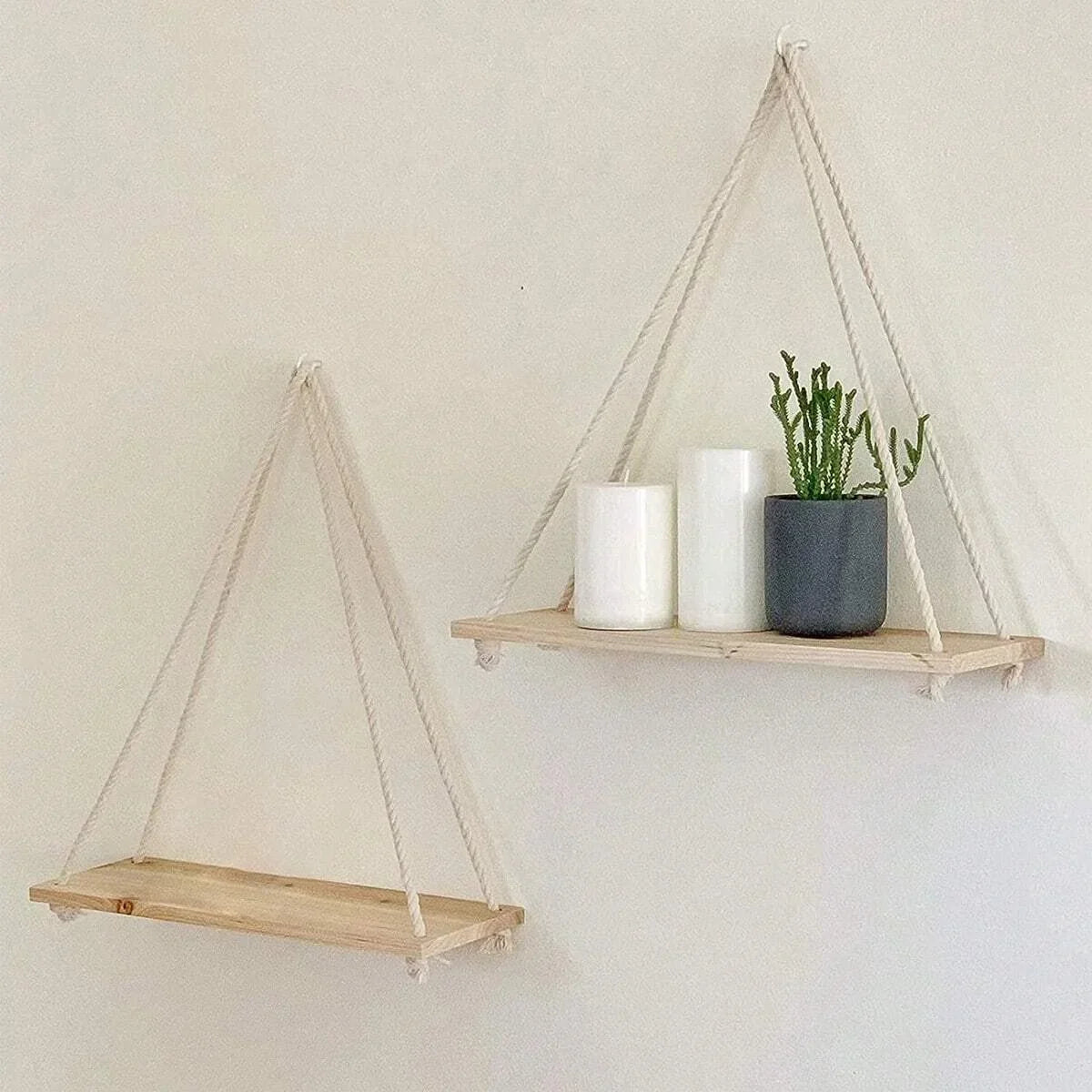 Hanging Hemp Rope Wall Shelf