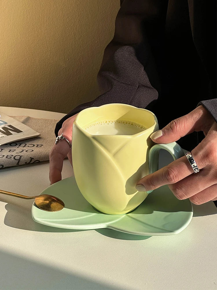 Tulip Ceramic Cup and Saucer