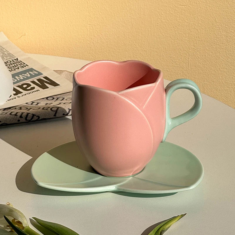Tulip Ceramic Cup and Saucer
