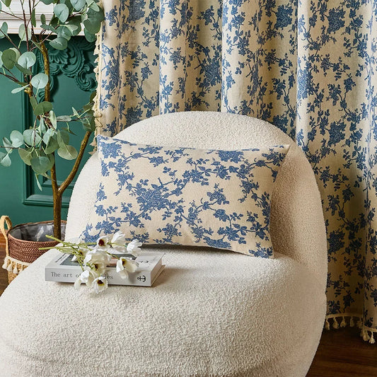Blue Floral Cushion Cover
