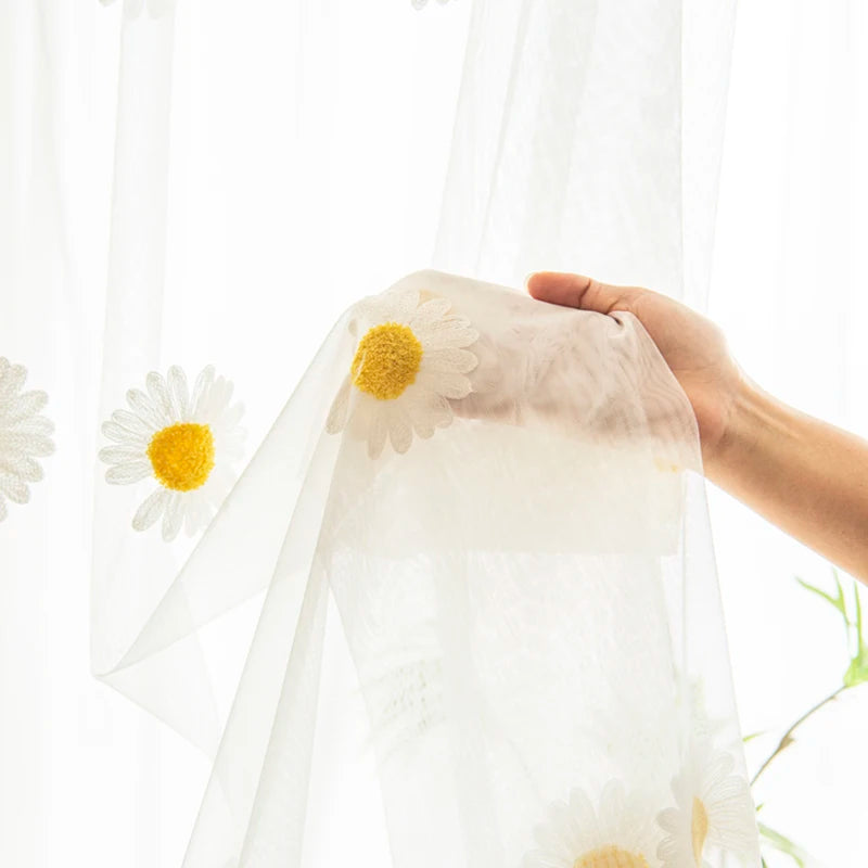 Daisy Embroidery Sheer Curtain