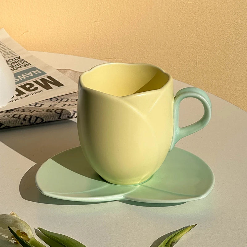 Tulip Ceramic Cup and Saucer