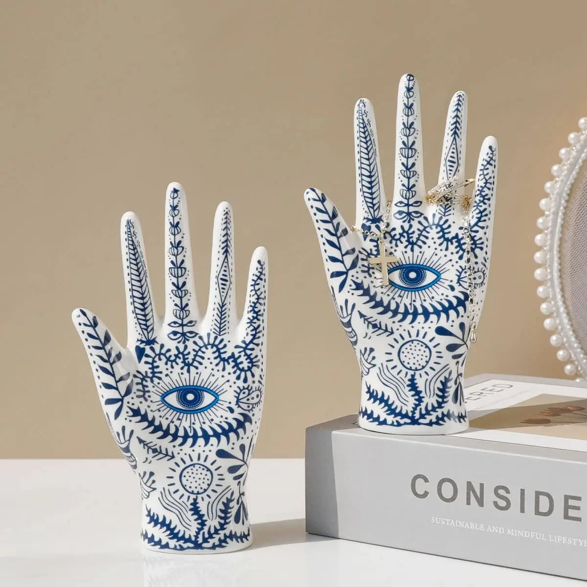 Eye of Fatima Ceramic Jewellery Holder