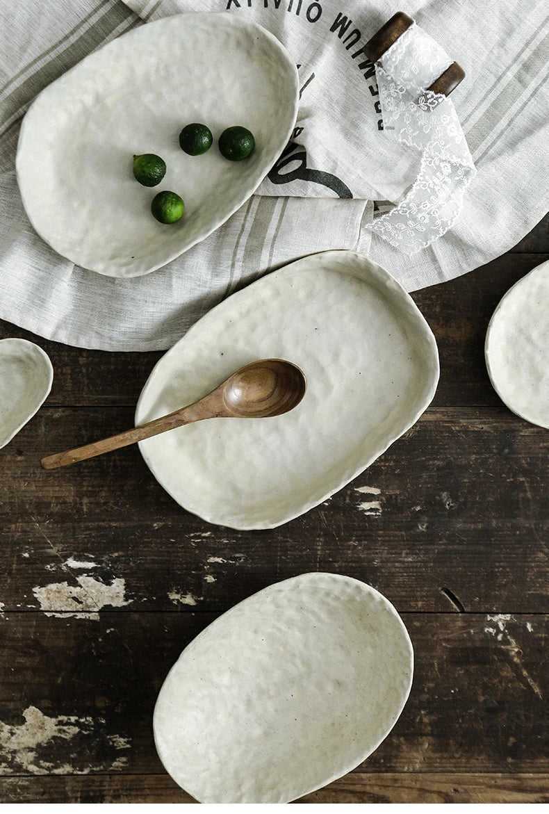 Modern White Textured Dinnerware