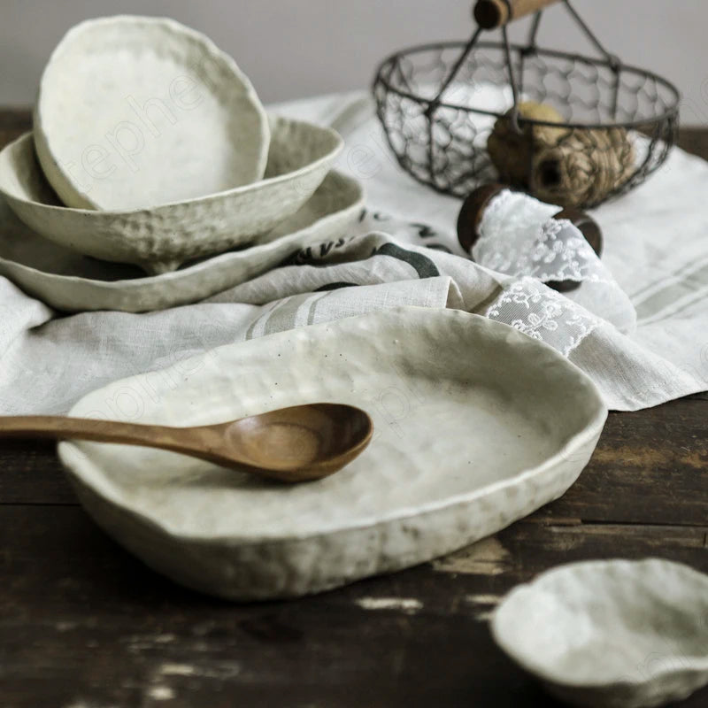 Modern White Textured Dinnerware