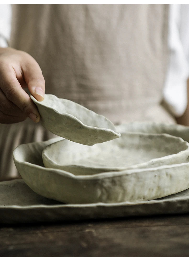 Modern White Textured Dinnerware