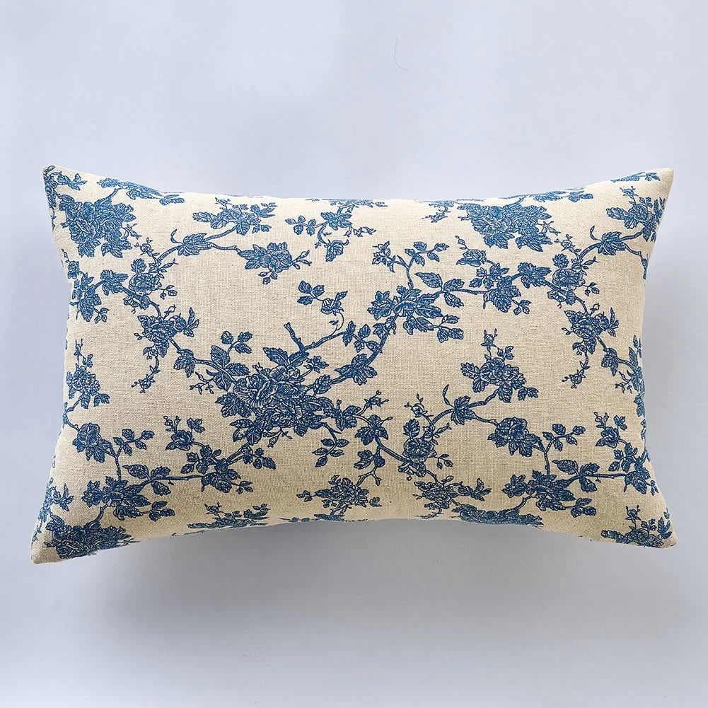Blue Floral Cushion Cover