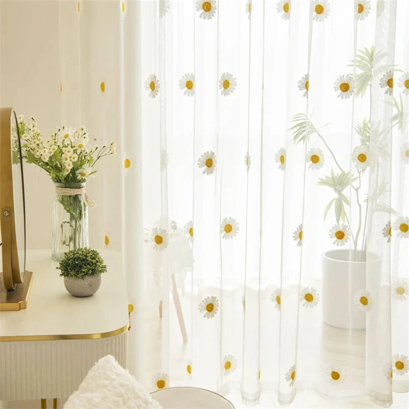 Daisy Embroidery Sheer Curtain