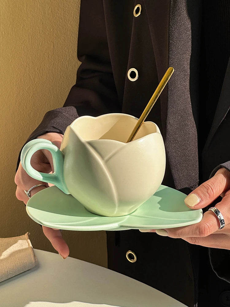 Tulip Ceramic Cup and Saucer
