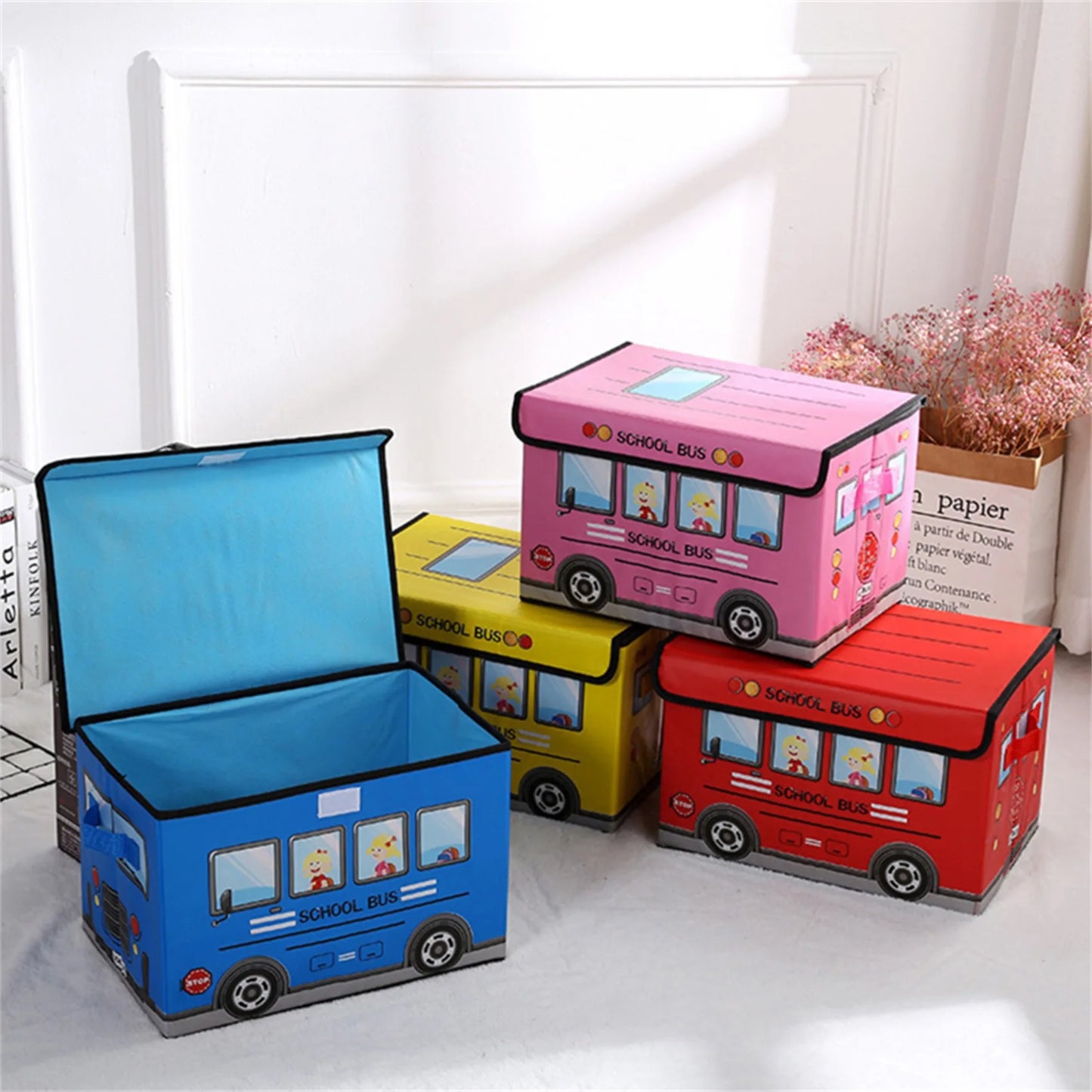 Vibrant Car-Themed Kids Storage Box