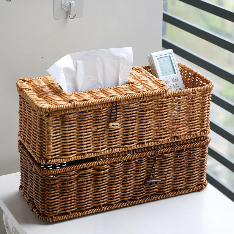 Wicker Tissuebox with Storage