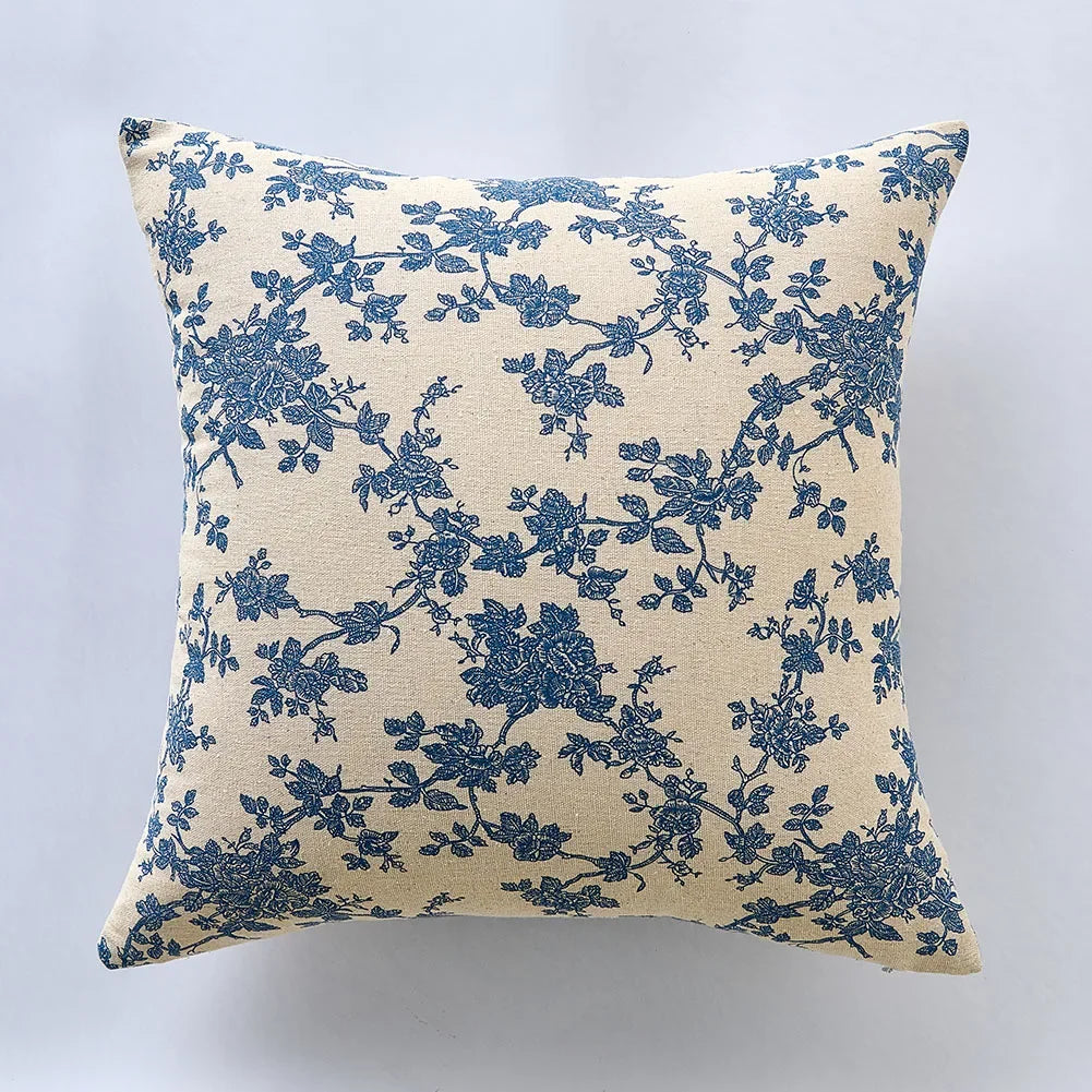Blue Floral Cushion Cover