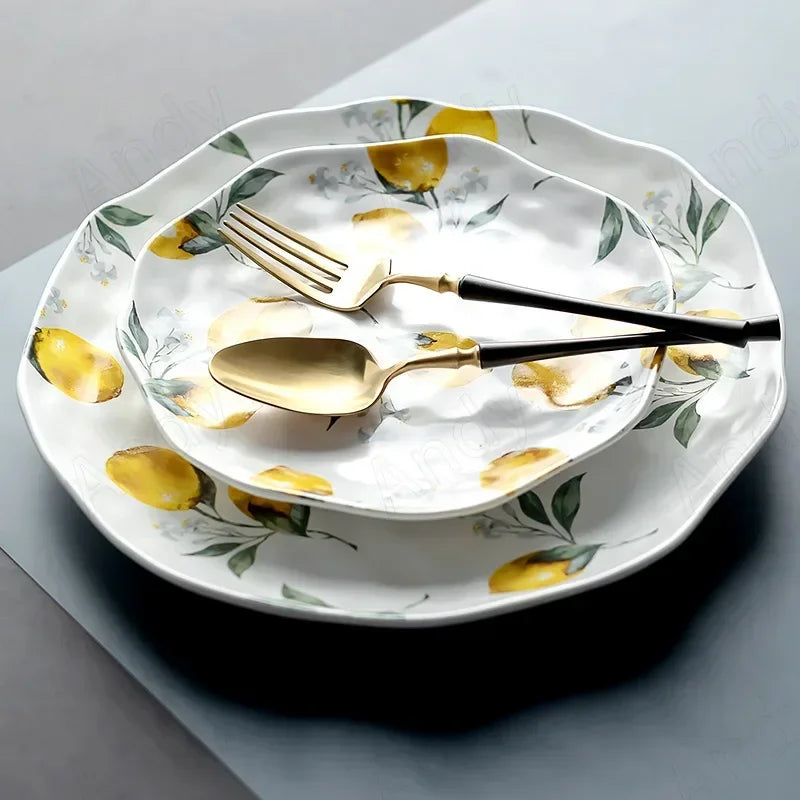 Modern Lemon Themed Dinnerware