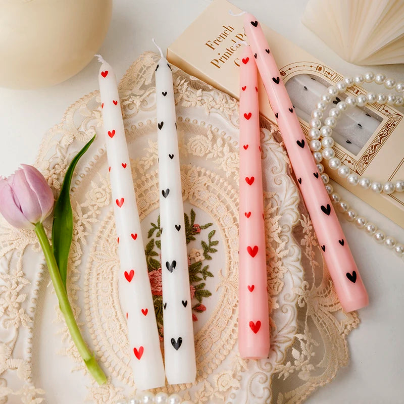 Hand Printed Decorative Taper Candles