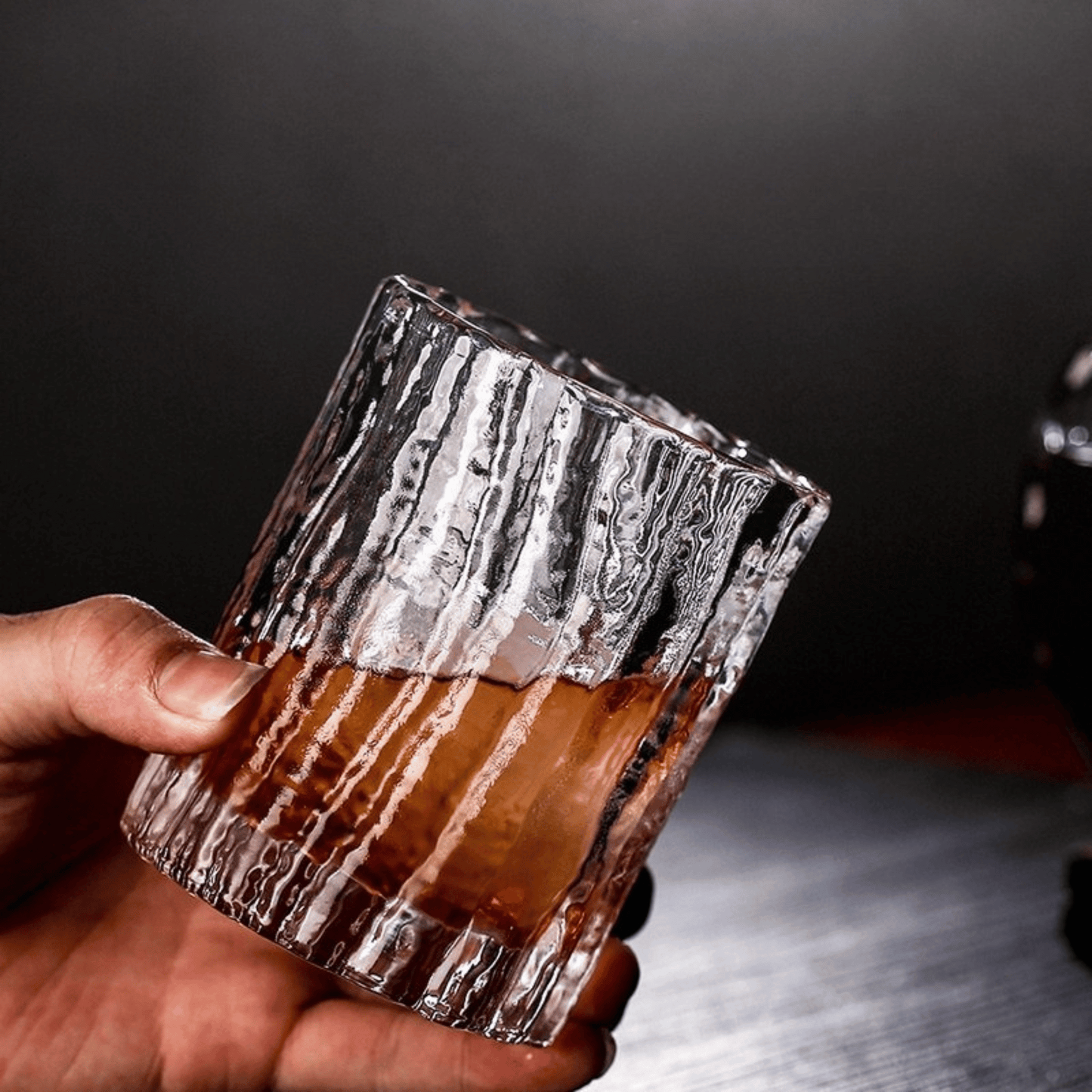 Textured Elegance: Glass Tumbler