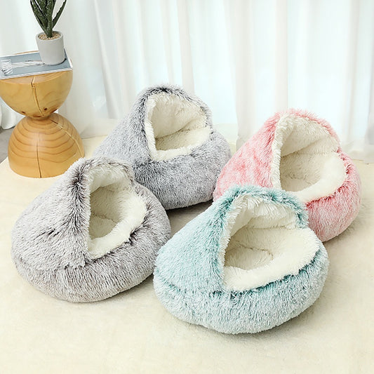 Cosy Cove Pet Retreat: Semi-Enclosed Fluffy Pet Bed