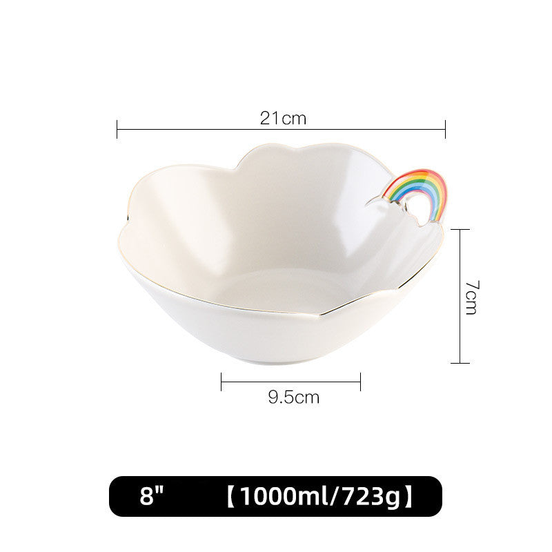 Rainbow Radiance: Ceramic Tableware