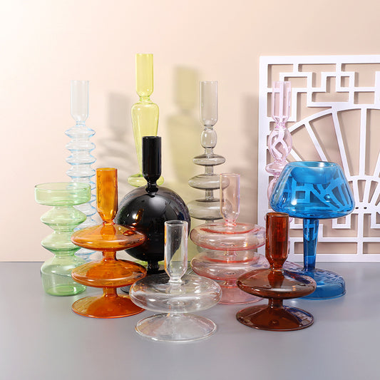 Vibrant Glow: Creative Glass Vase Candle Holder