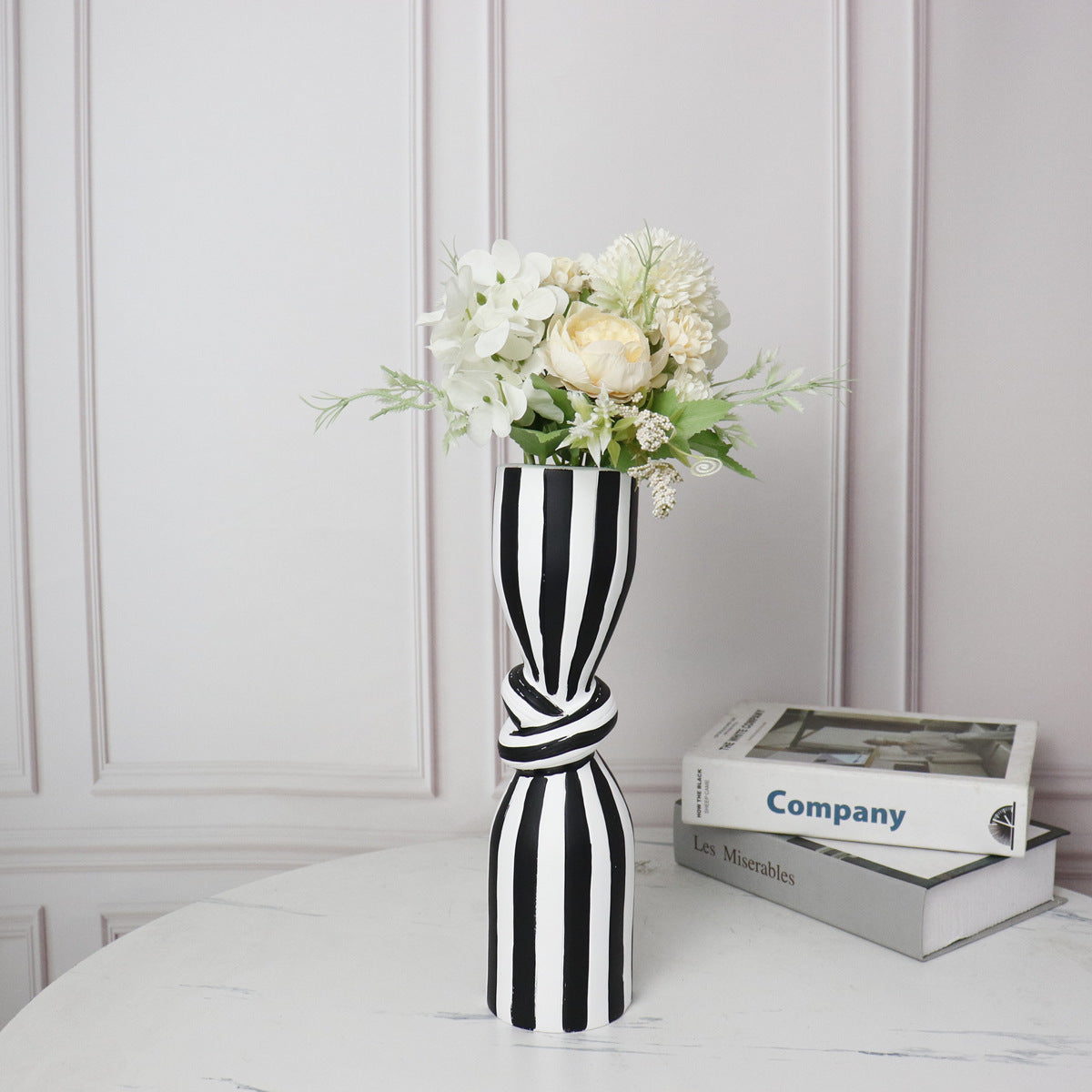 Harmony Stripes: Monochrome Knotted Vase